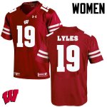 Women's Wisconsin Badgers NCAA #9 Kare Lyles Red Authentic Under Armour Stitched College Football Jersey AG31O25NF